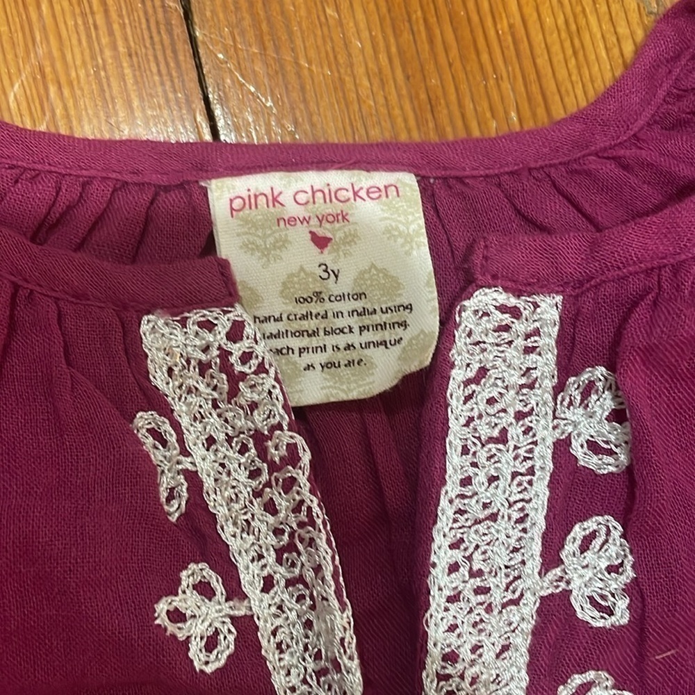 Pink Chicken toddler purple embroidered dress beach coverup size 3 year NWT - Picture 3 of 7